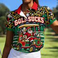 Christmas Golf Sucks Santa Cart Golf Shirt, Womens Golf Tops, Ladies Golf Shirts