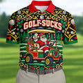 Christmas Golf Sucks Santa Cart Golf Shirt, Mens Golf Polo, Funny Mens Golf Shirts