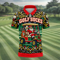 Christmas Golf Sucks Santa Cart Golf Shirt, Mens Golf Polo, Funny Mens Golf Shirts