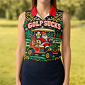 Christmas Golf Sucks Santa Cart Golf Shirt, Womens Golf Tops, Ladies Golf Shirts