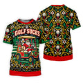 Christmas Golf Sucks Santa Cart Golf Shirt, Mens Golf Polo, Funny Mens Golf Shirts
