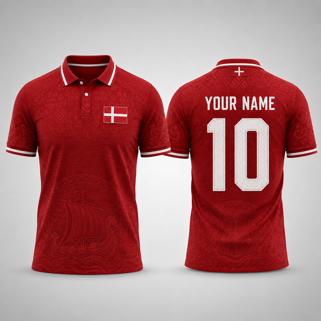 Denmark National Fooball Shirt, Squares of Diversity Football Team V-Neck For Men, Father's Day Presents