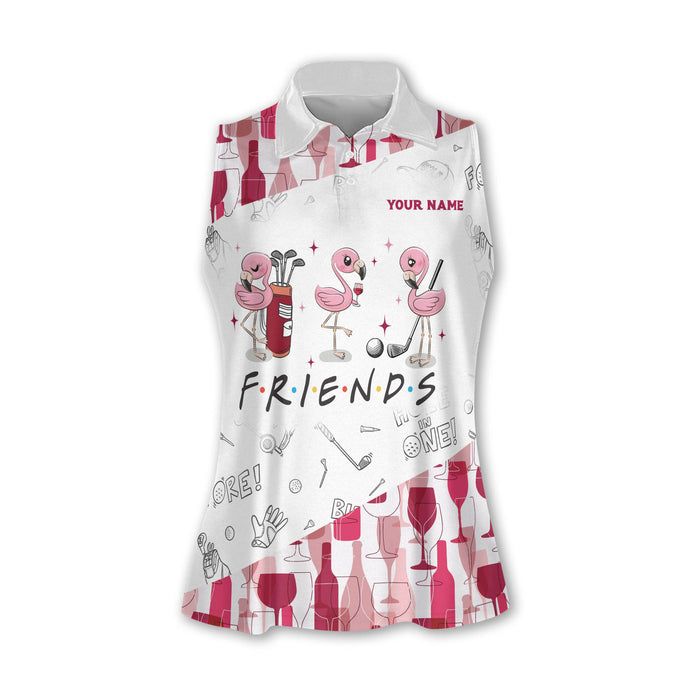 Par Then Bar Flamingo Sleeveless Women Golf Shirt, Funny Women's Golf Outfits, Golf Pattern Shirt