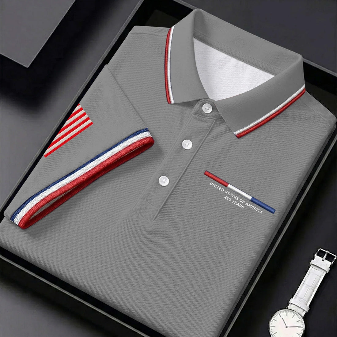 United States Of America 250 Years Navy Golf Shirt, Patriotic Golf Shirt, Golf Shirts For Men, 4th Of July Golf Shirt