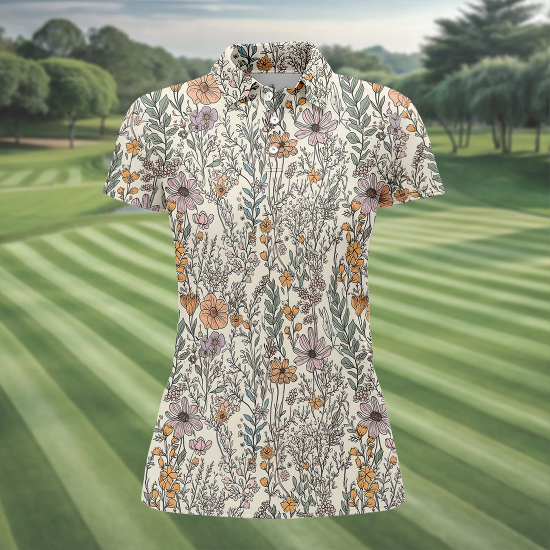 Foliage Floral Women Golf Top, Gifts For Golf Lovers, Golf Gifts For Women, Ladies Golf Shirts