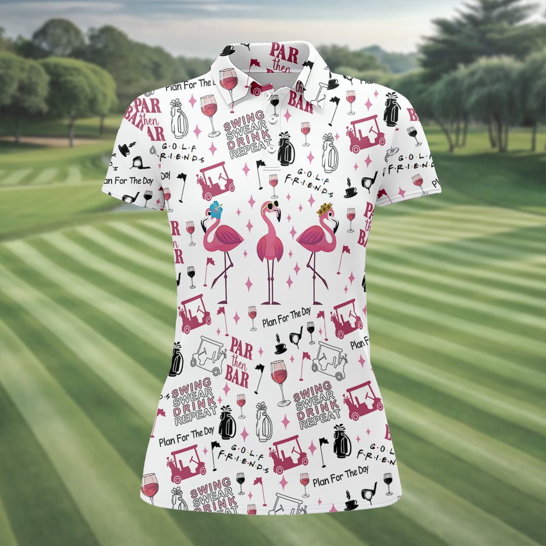 Golf Friends Par Then Bar Flamingo Golf Shirt, Golf Team Shirt, Ladies Pink Golf Shirt, Golf Shirt For Women