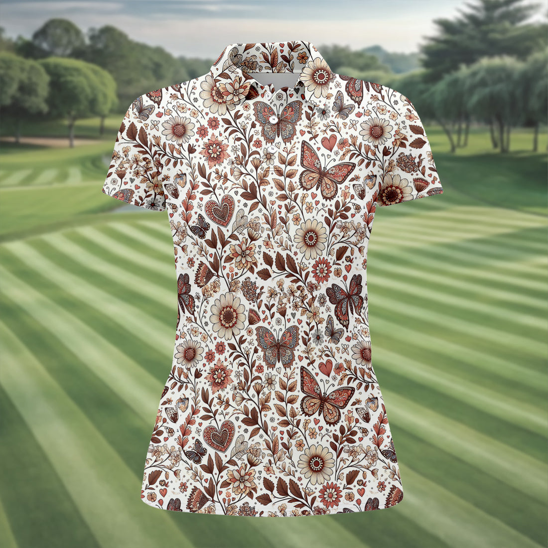 Spring Butterfly Golf Tops For Men, Retro Golf Shirt, Golf Gifts For Women, Ladies Golf Shirts