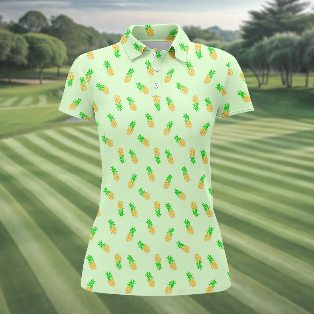 Pineapple Grenade Light Green Women Golf Top, Cool Golf Gift, Ladies Golf Shirts, Golfing Apparel