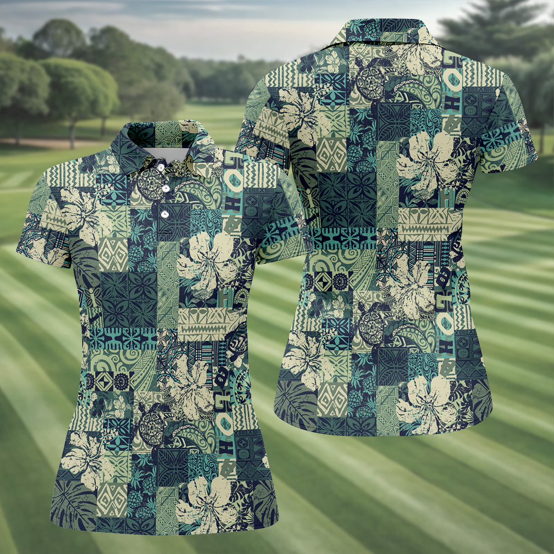 Tribal Aztec Tropical Golf Shirt, Hawaiian Golf Shirts, Ladies Sleeveless Polo, Women's Polo Shirt
