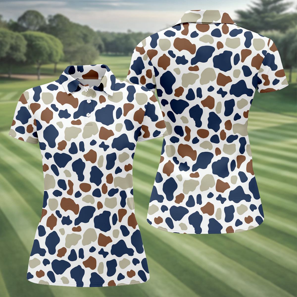 Polo Cow Pattern Cow Print Pattern Golf Polo Shirt, Fun Women's Golf Shirts, Ladies Gol ...