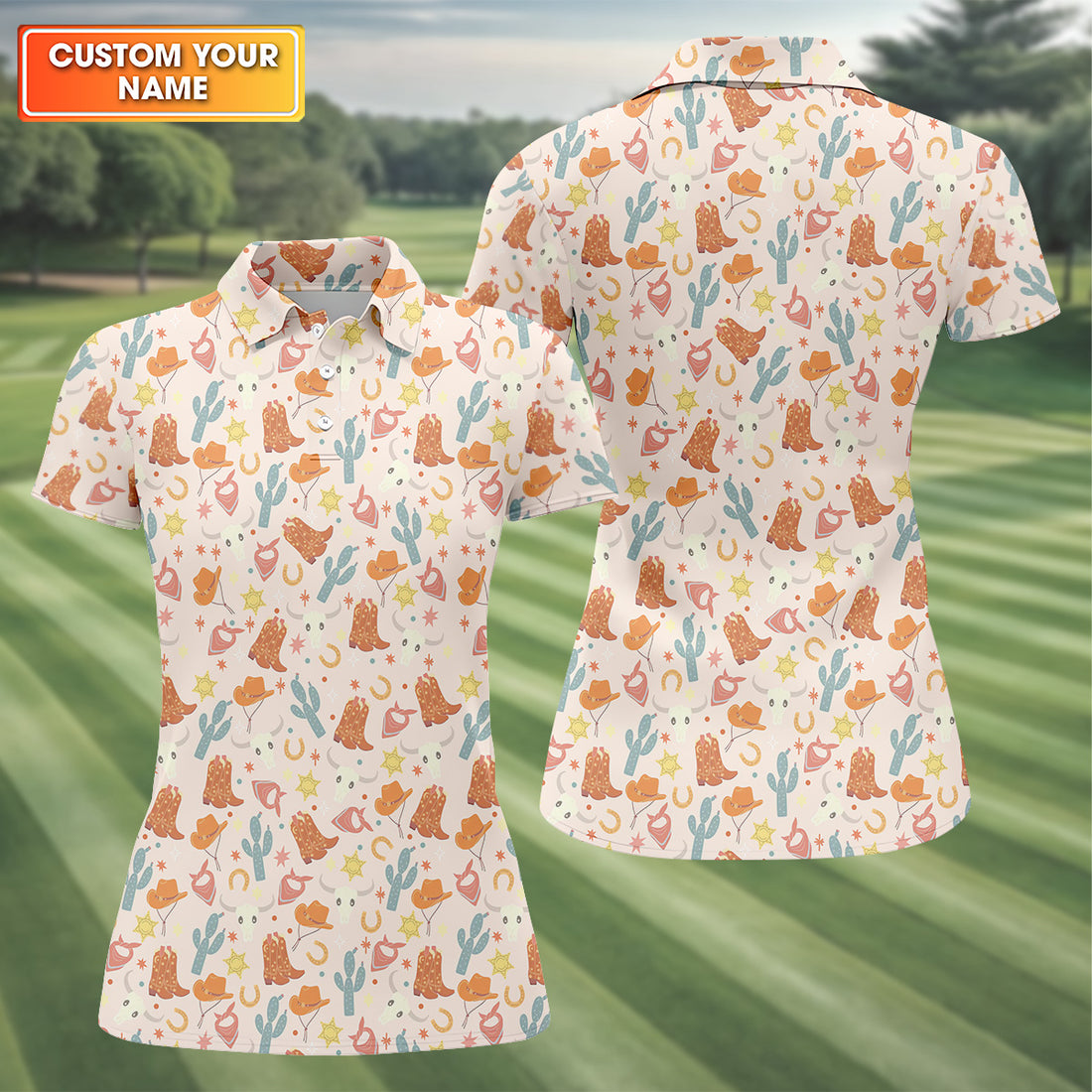 Yee Haw Western  Golf Shirt, Cowgirl Golf Shirt, Cow Skull Shirt, Women Sleeveless Polo Shirt, Women's Polo Shirt