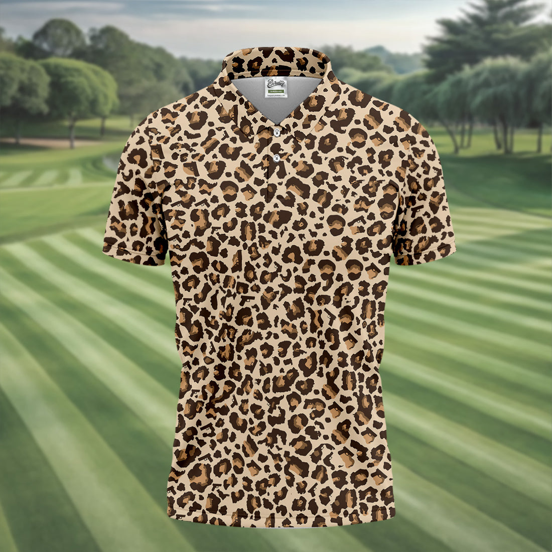 Brown Leopard Golf Tops For Men, Golf Gift For Men, Golf Shirts For Men, Golfing Apparel