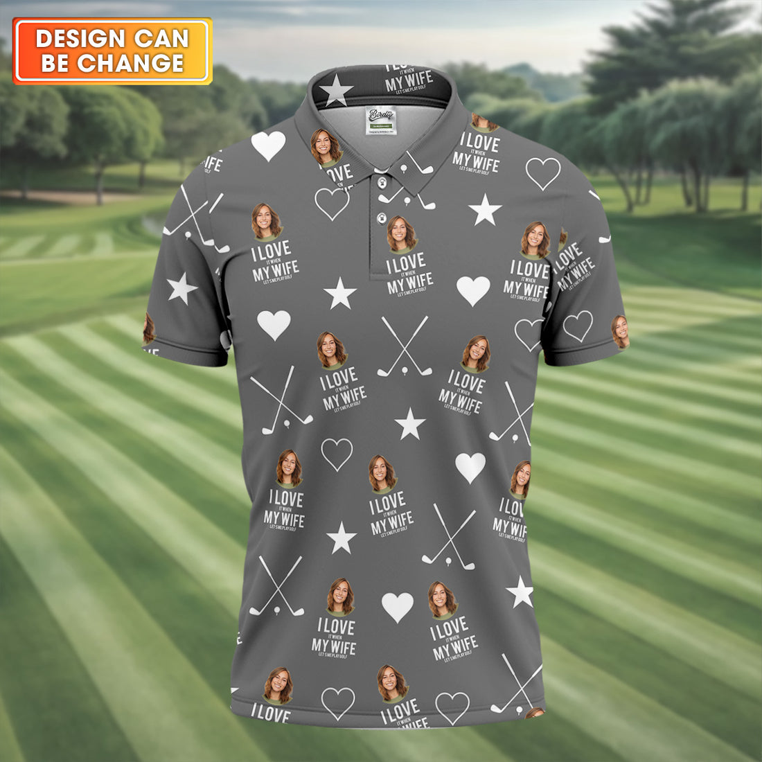 I Love It When My Wife Let's Me Play Golf Grey Fun Golf Shirts For Men, Polo Shirts For Men