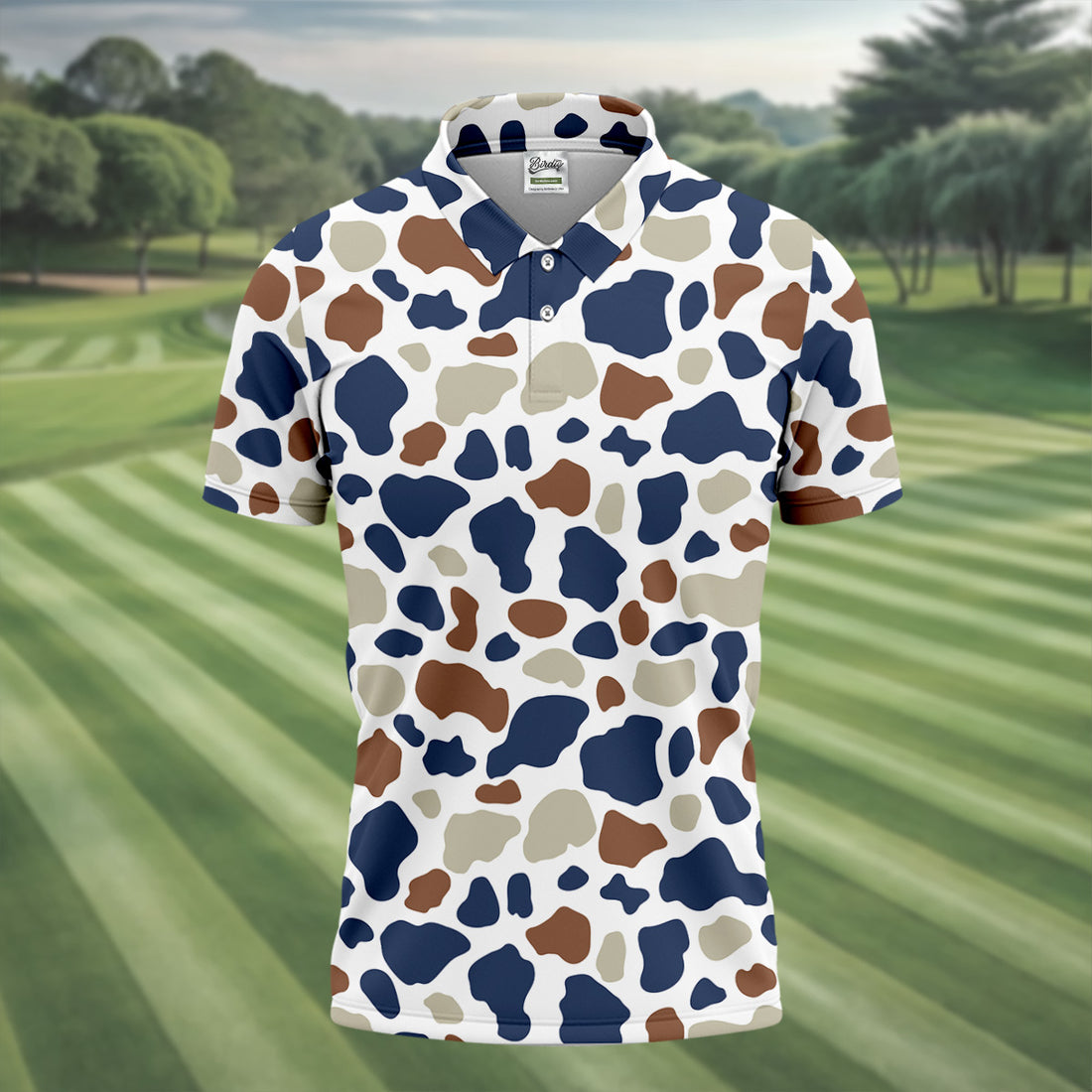 Cow Print Pattern Golf Polo Shirt, Fun Golf Shirts For Men, Polo Shirts For Men, Golfing Apparel