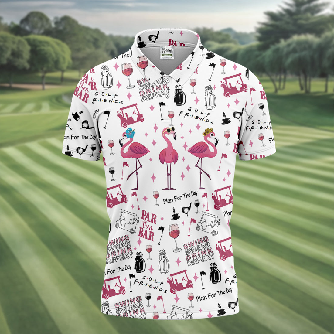 Golf Friends Par Then Bar Flamingo Golf Shirt, Golf Team Shirt, Polo Shirts For Men, Golfing Apparel
