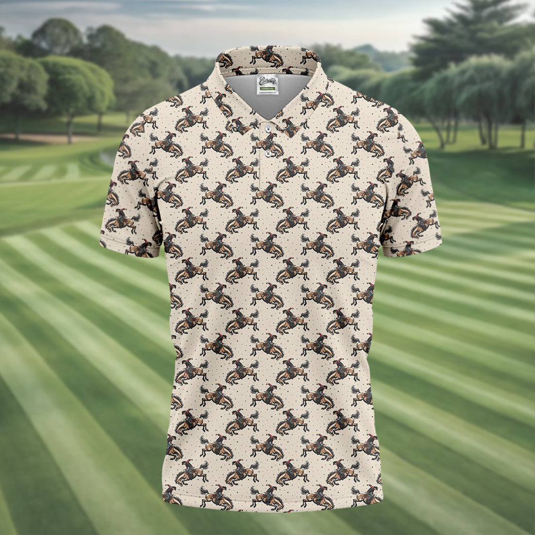 Retro Cowboy Golf Tops For Men, Western Golf Shirt, Polo Shirts For Men, Golfing Apparel