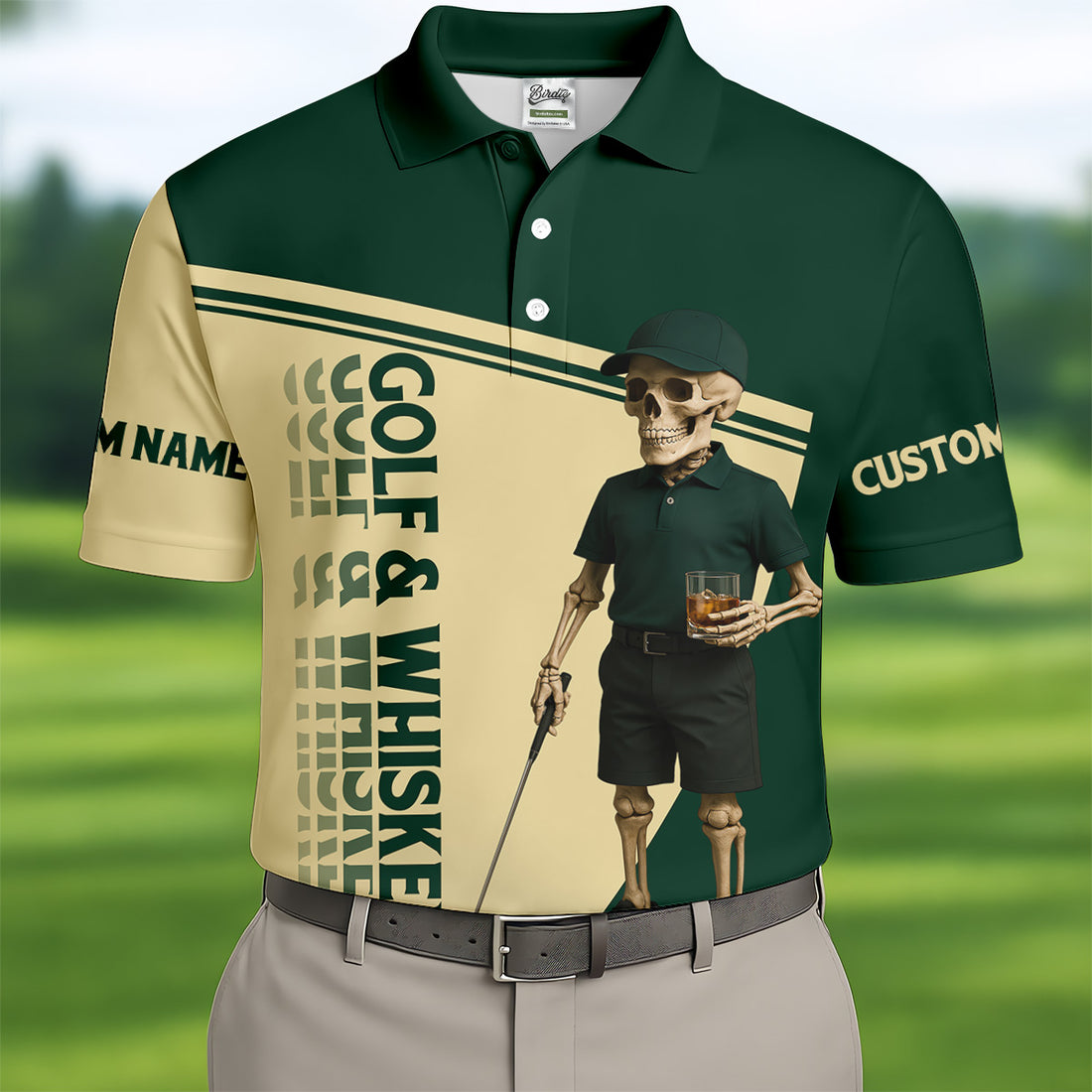 Golf And Whiskey Funny Skeleton Golf Tops For Men, Fun Golf Shirts For Men, Golfing Apparel