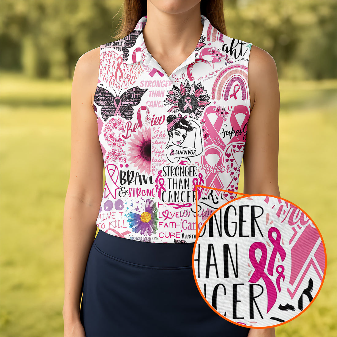 Breast Cancer Golf Shirt, Pink Cancer Awareness Shirt, Breast Cancer Golf Apparel, Ladies Golf Shirts