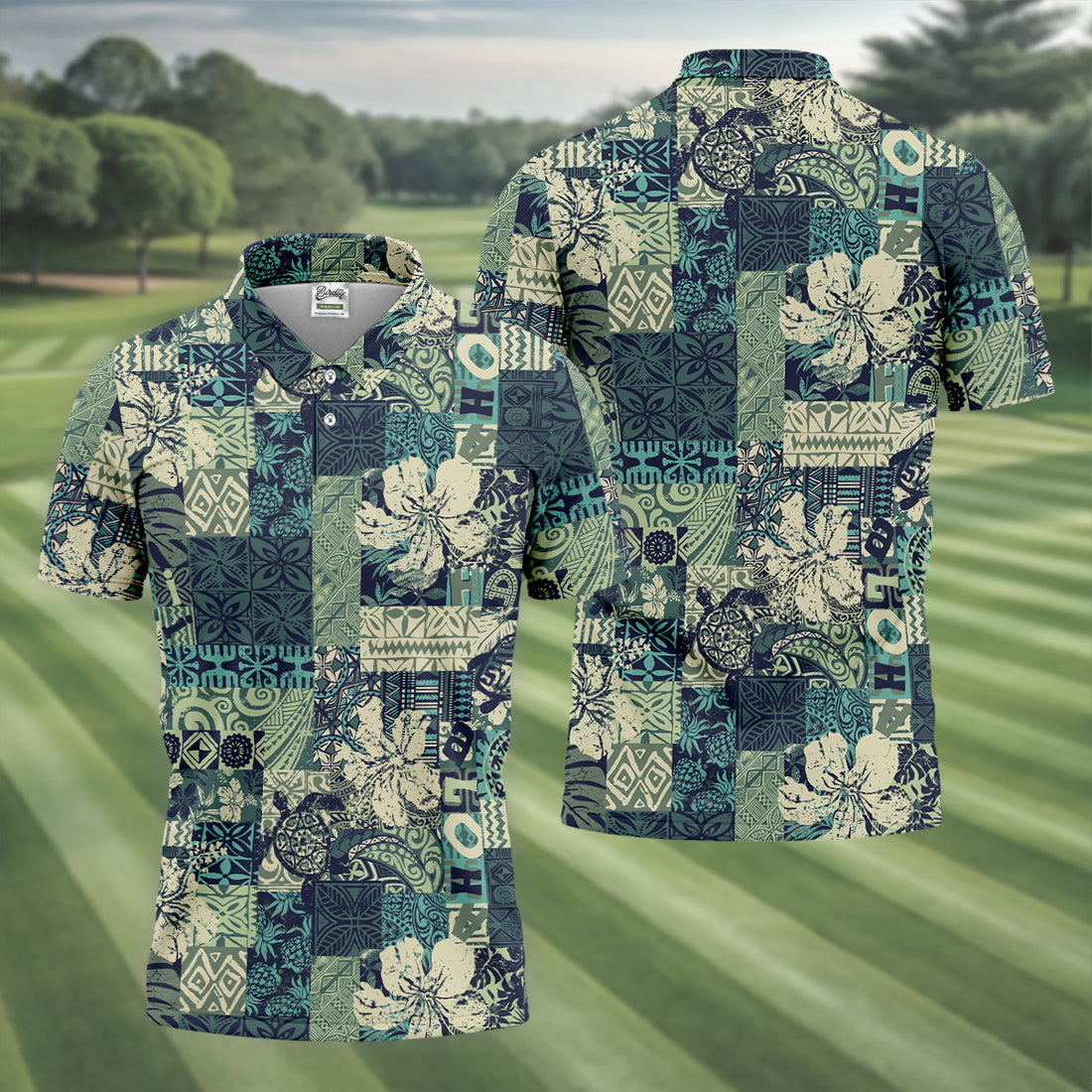 Tribal Aztec Tropical Golf Shirt, Hawaiian Golf Shirts, Mens Golf Polo Shirts, Golf Gift For Men
