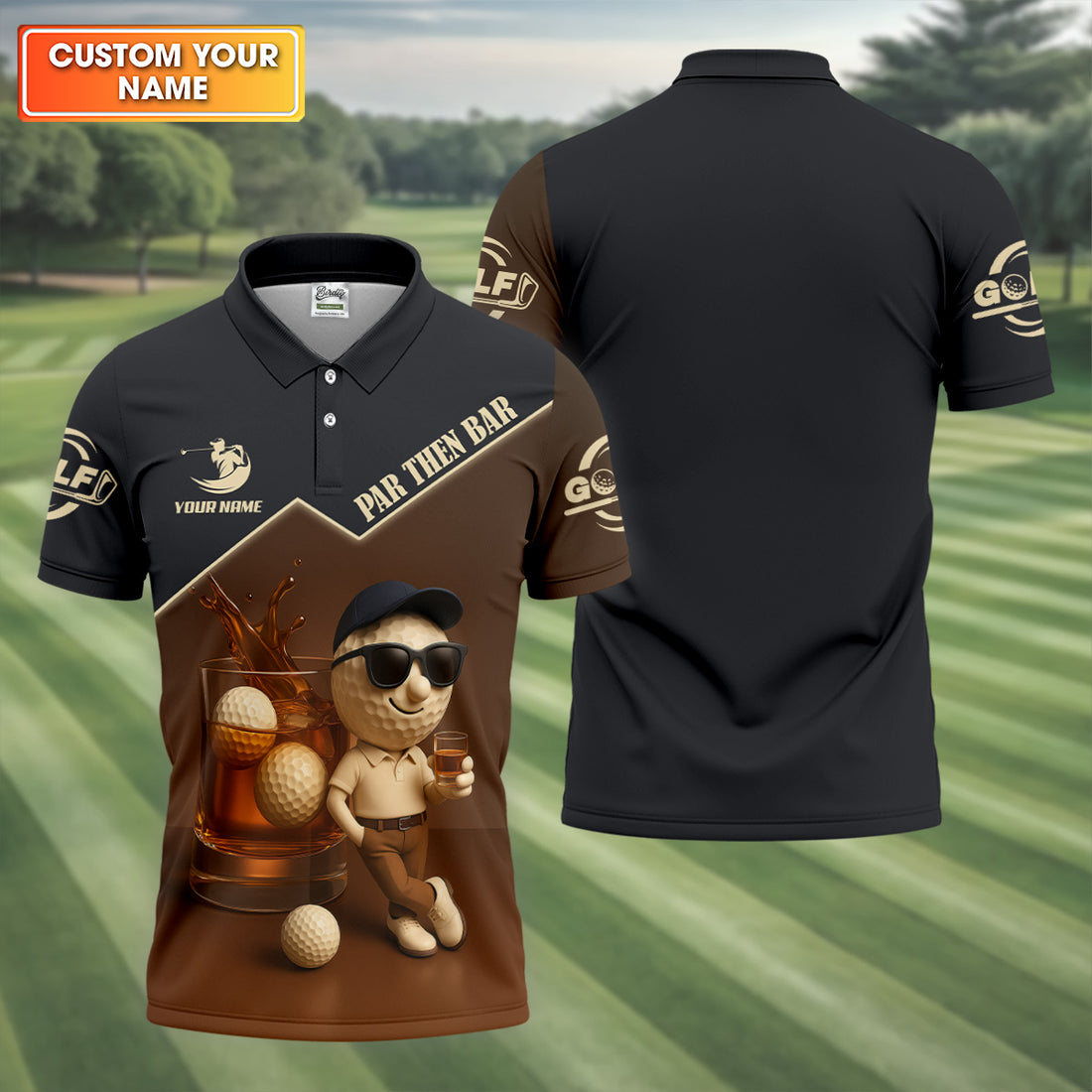 Par Then Bar Whiskey Golf Shirt, Fun Golf Shirts For Men, Custom Golf Polos, Golf Gift For Men