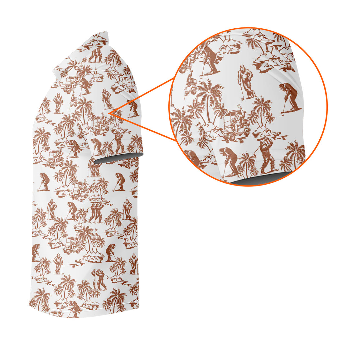 Funny Sasquatch Tropical Golf Shirts, Fun Men's Golf Polos, White Polo Shirt Mens, Golf Gift For Men