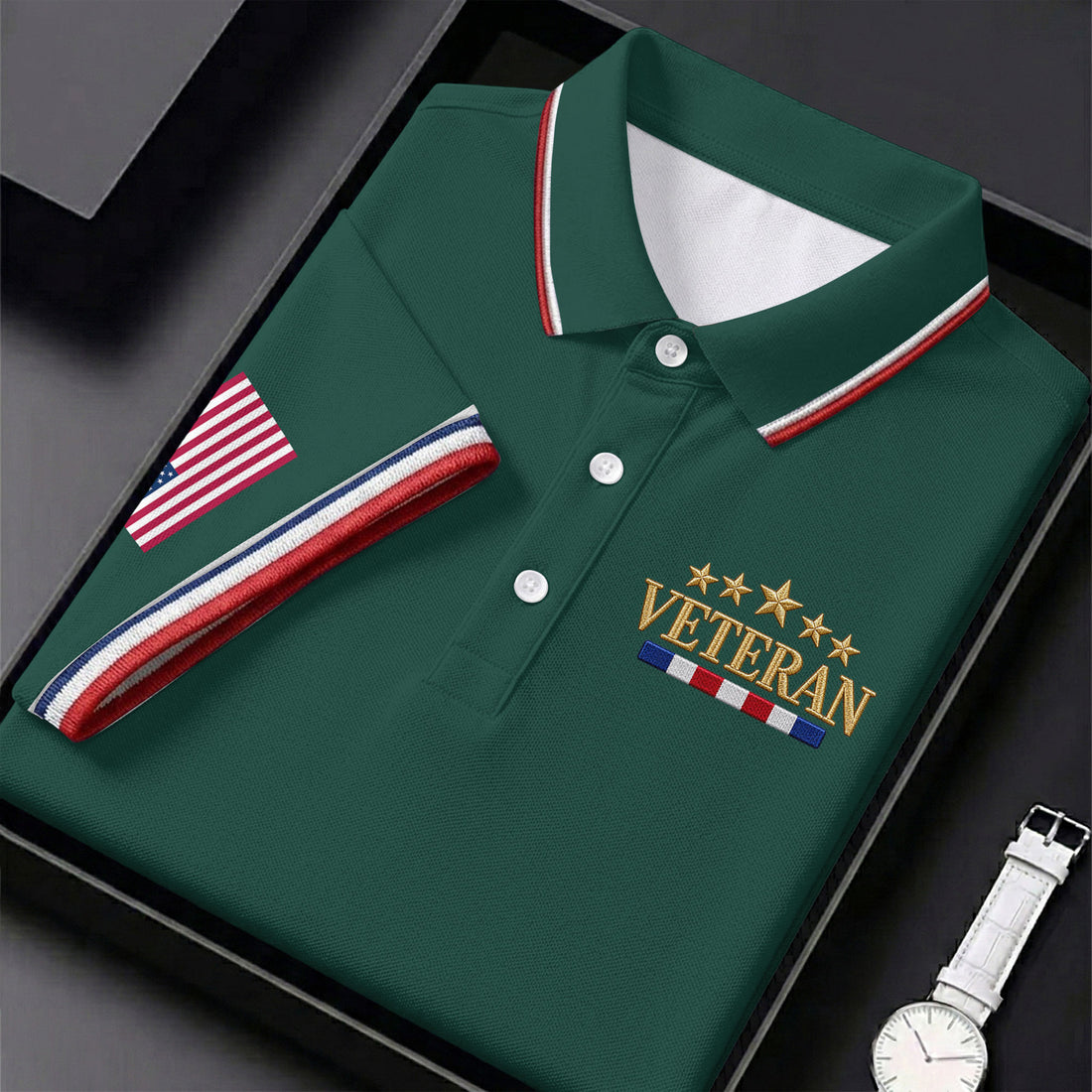 Veterans Day Five Star Emblem Polo Shirt, Ladies Golf Shirts, Golf Shirts For Women