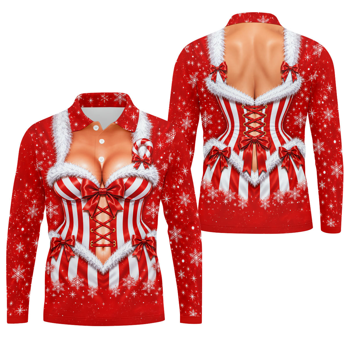 Christmas Candy Cane Corset Golf Shirt, Golf Gifts For Men, Funny Mens Golf Shirts