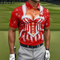 Christmas Candy Cane Corset Golf Shirt, Golf Gifts For Men, Funny Mens Golf Shirts