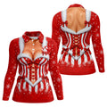 Christmas Candy Cane Corset Golf Shirt, Golf Shirts For Women, Ladies Golf Apparel