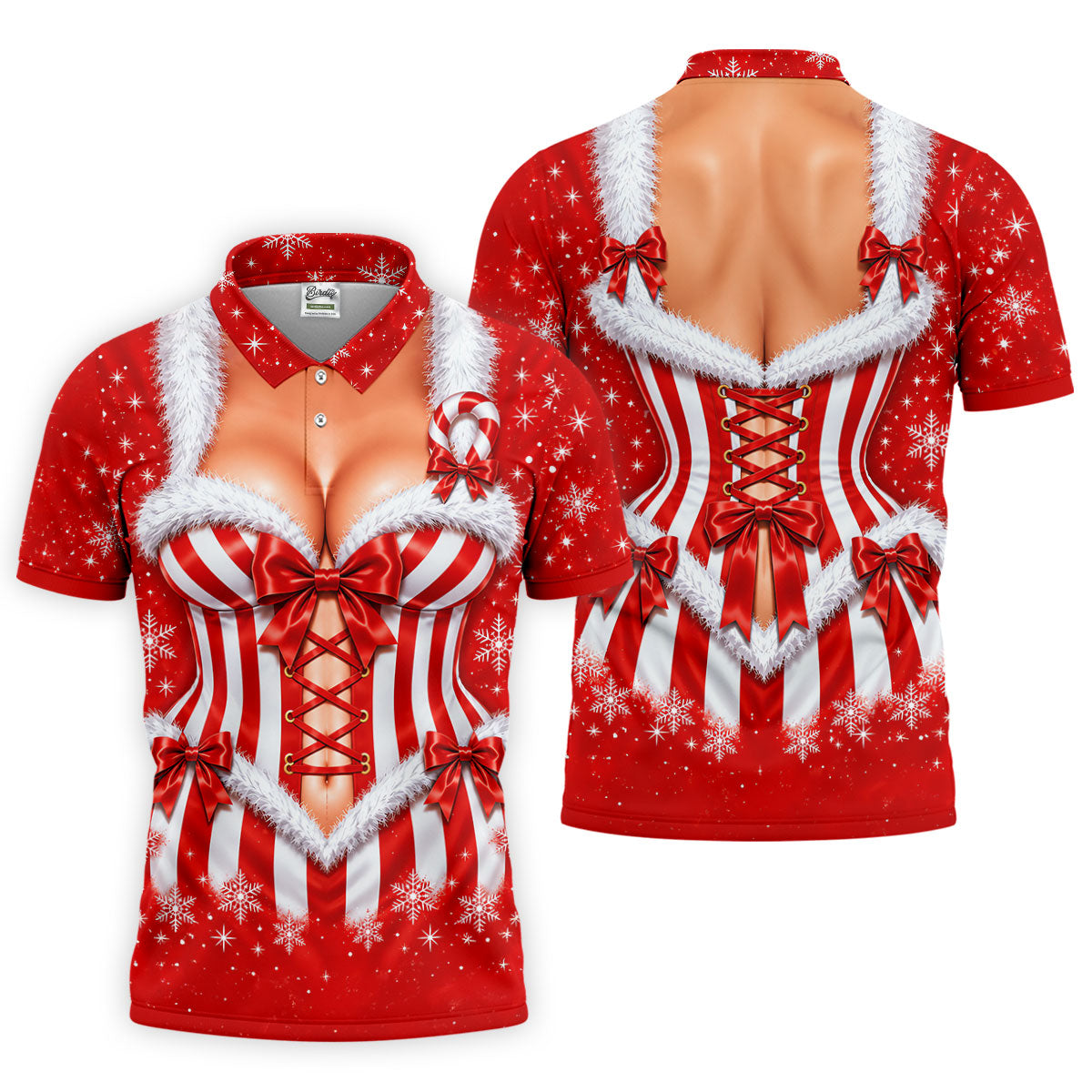 Christmas Candy Cane Corset Golf Shirt, Golf Gifts For Men, Funny Mens Golf Shirts