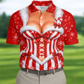 Christmas Candy Cane Corset Golf Shirt, Golf Gifts For Men, Funny Mens Golf Shirts