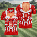 Christmas Candy Cane Corset Golf Shirt, Golf Gifts For Men, Funny Mens Golf Shirts