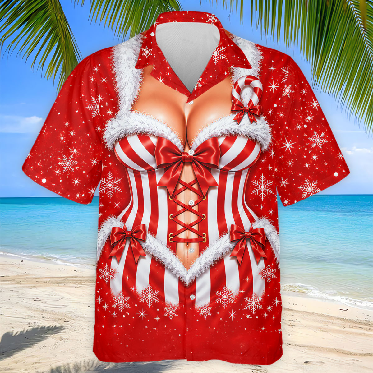 Christmas Candy Cane Corset Golf Shirt, Golf Gifts For Men, Funny Mens Golf Shirts