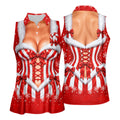 Christmas Candy Cane Corset Golf Shirt, Golf Shirts For Women, Ladies Golf Apparel