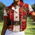 Christmas Ornate Santa Suit Golf Shirt, Womens Golf Apparel, Golf Gifts For Women