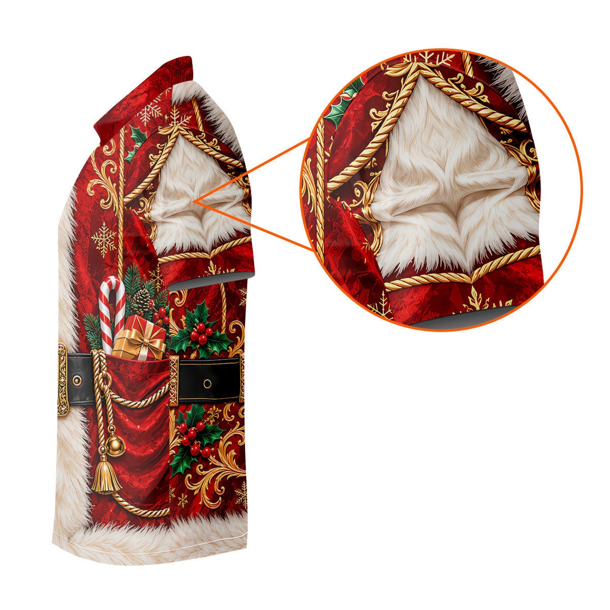 Christmas Ornate Santa Suit Golf Shirt, Golf Shirts For Men, Mens Holiday Golf Shirts