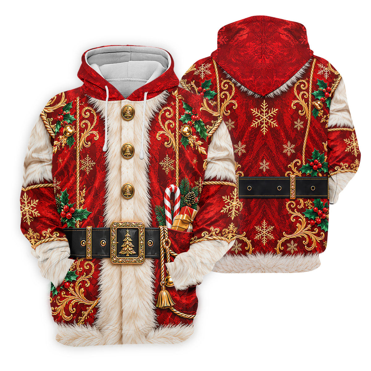 Christmas Ornate Santa Suit Golf Shirt, Golf Shirts For Men, Mens Holiday Golf Shirts