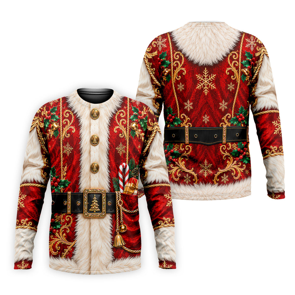 Christmas Ornate Santa Suit Golf Shirt, Golf Shirts For Men, Mens Holiday Golf Shirts