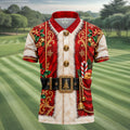 Christmas Ornate Santa Suit Golf Shirt, Golf Shirts For Men, Mens Holiday Golf Shirts