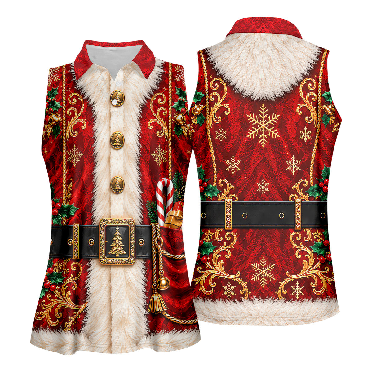 Christmas Ornate Santa Suit Golf Shirt, Womens Golf Apparel, Golf Gifts For Women