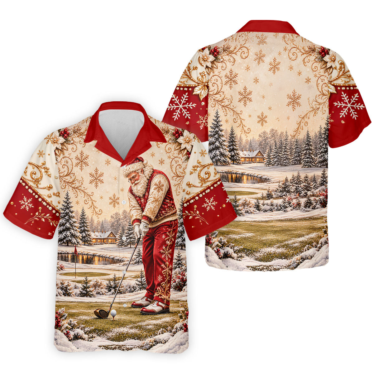 Christmas Vintage Santa Winter Golf Shirt, Golf Gifts For Men, Mens Golf Apparel