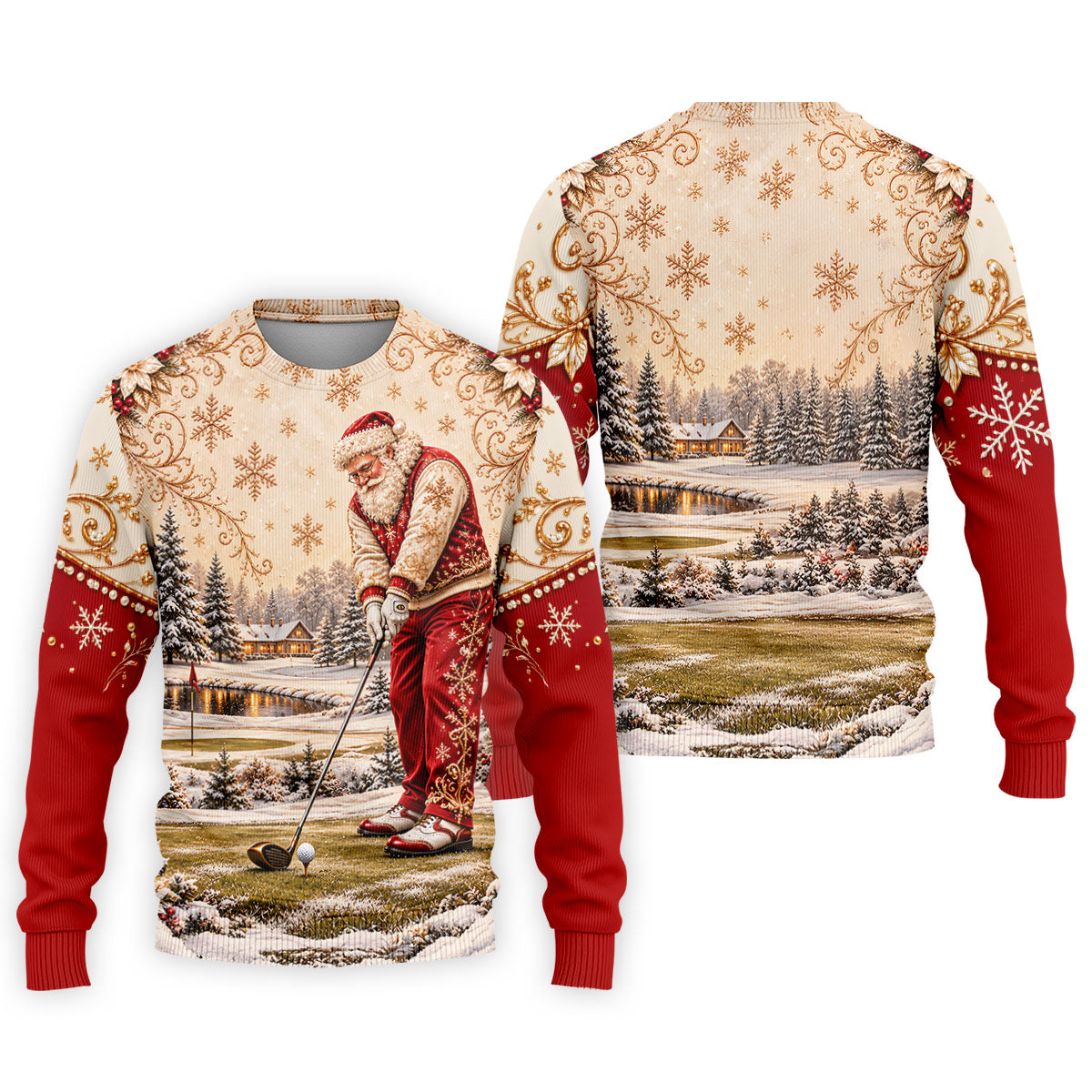 Christmas Vintage Santa Winter Golf Shirt, Golf Gifts For Men, Mens Golf Apparel