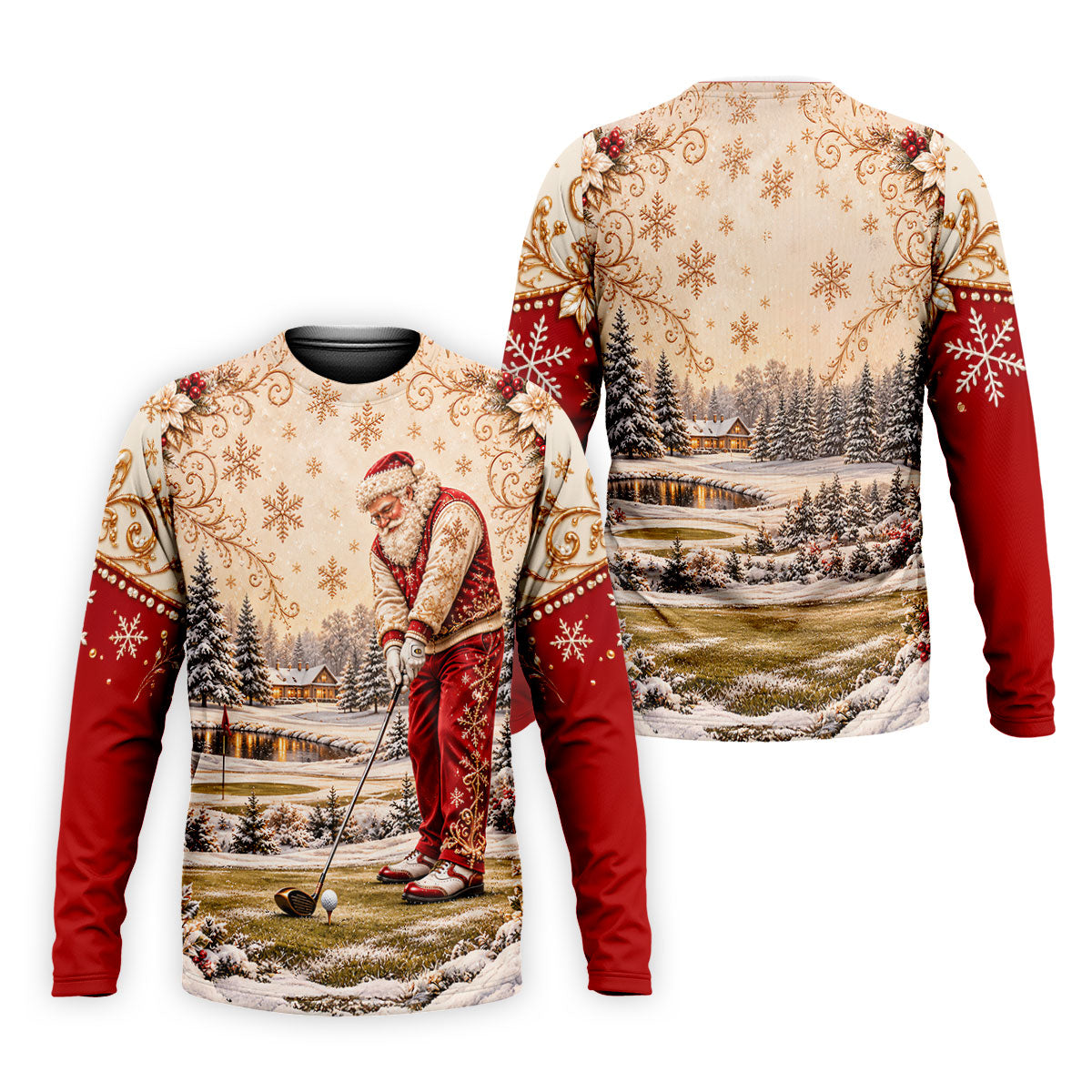 Christmas Vintage Santa Winter Golf Shirt, Golf Gifts For Men, Mens Golf Apparel