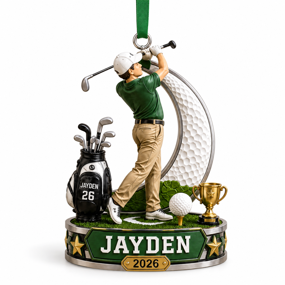 Custom Name Golf Swing Acrylic Ornament, Christmas Ornaments, Holiday Tree Decor