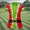Christmas Green Furry Santa Suit Golf Shirt, Womens Golf Tops, Golf Gifts For Women