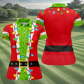 Christmas Green Furry Santa Suit Golf Shirt, Womens Golf Tops, Golf Gifts For Women