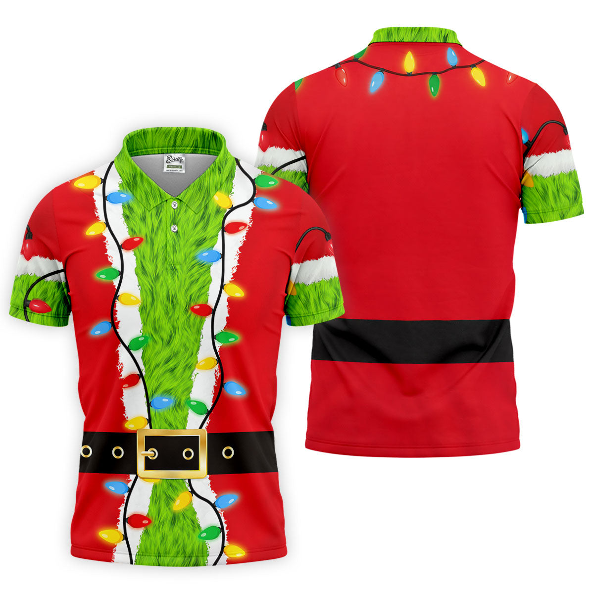 Christmas Green Furry Santa Suit Golf Shirt, Golf Shirts For Men, Golf Polo For Men