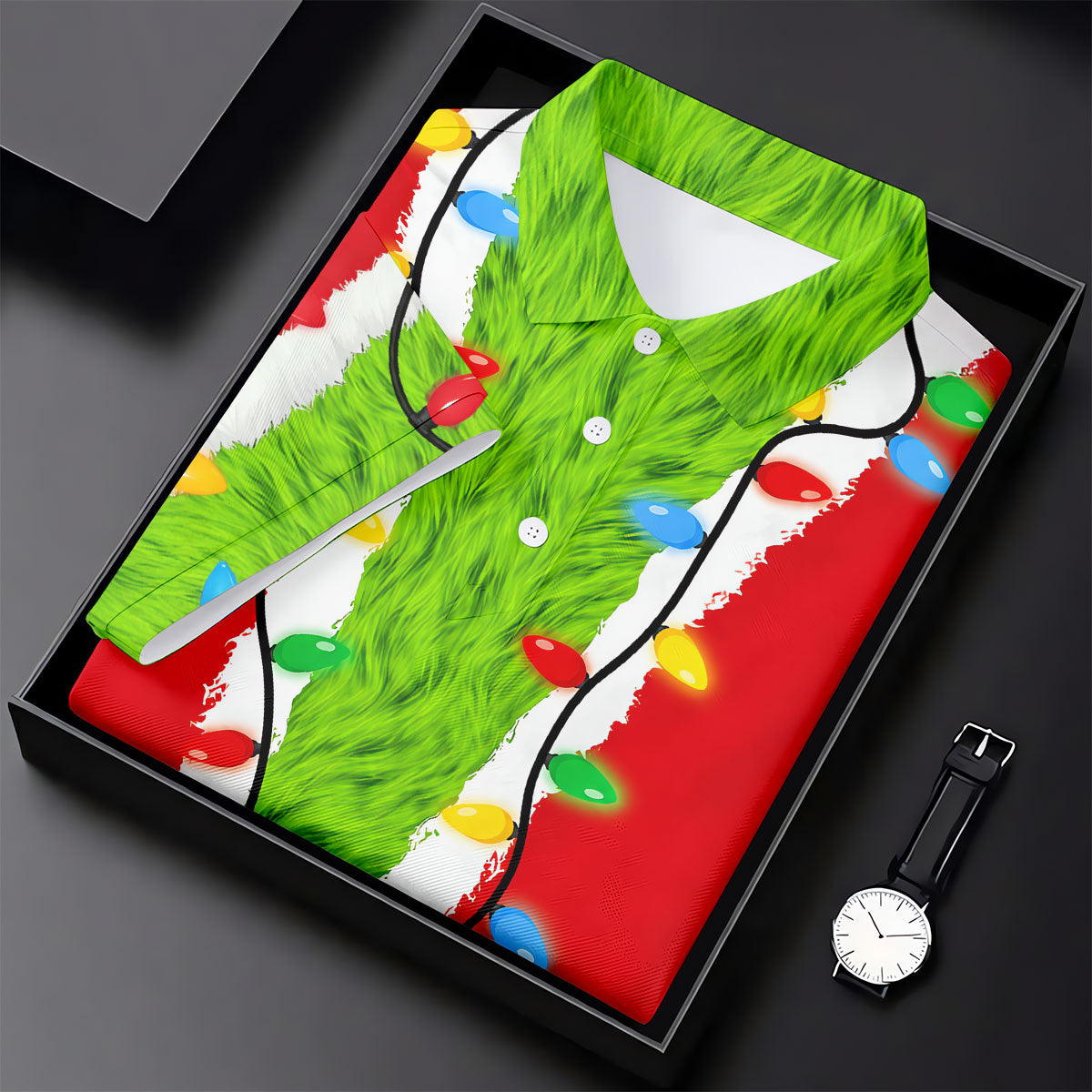 Christmas Green Furry Santa Suit Golf Shirt, Golf Shirts For Men, Golf Polo For Men