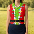 Christmas Green Furry Santa Suit Golf Shirt, Womens Golf Tops, Golf Gifts For Women