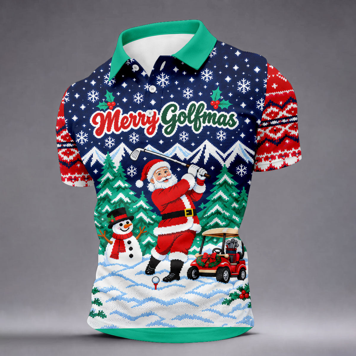 Christmas Merry Golfmas Santa Golf Shirt, Golf Shirts For Men, Mens Golf Clothing
